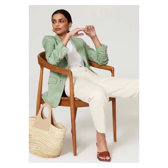 VERONICA BEARD Sage Green Beacon Herringbone Linen Dickey Blazer Size 8 - Picture 6 of 12
